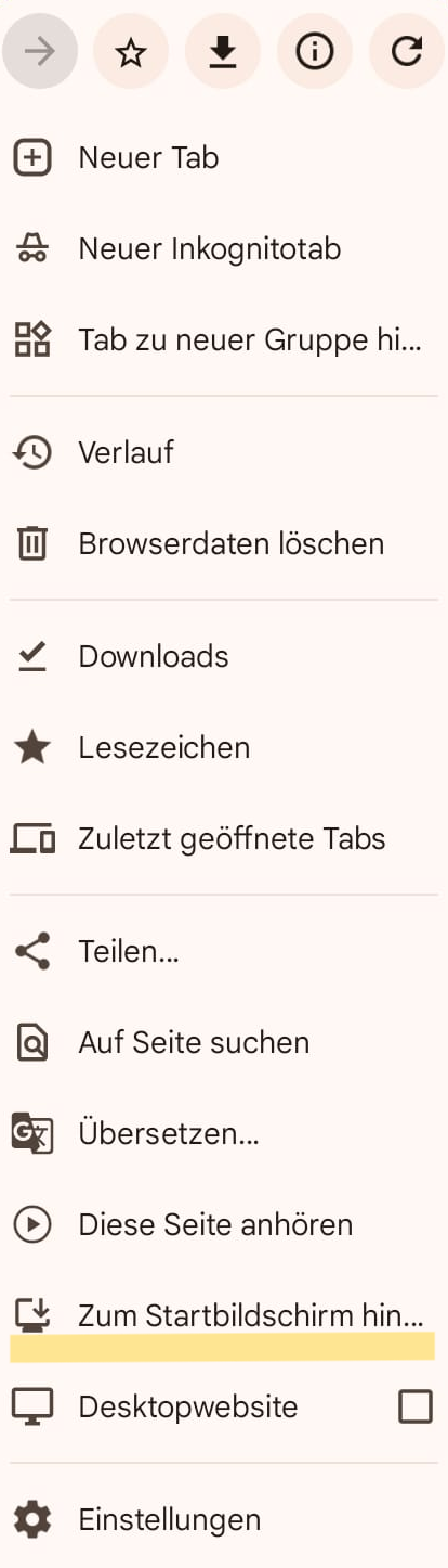 Android: Zum Startbildschirm hinzufügen auswählen