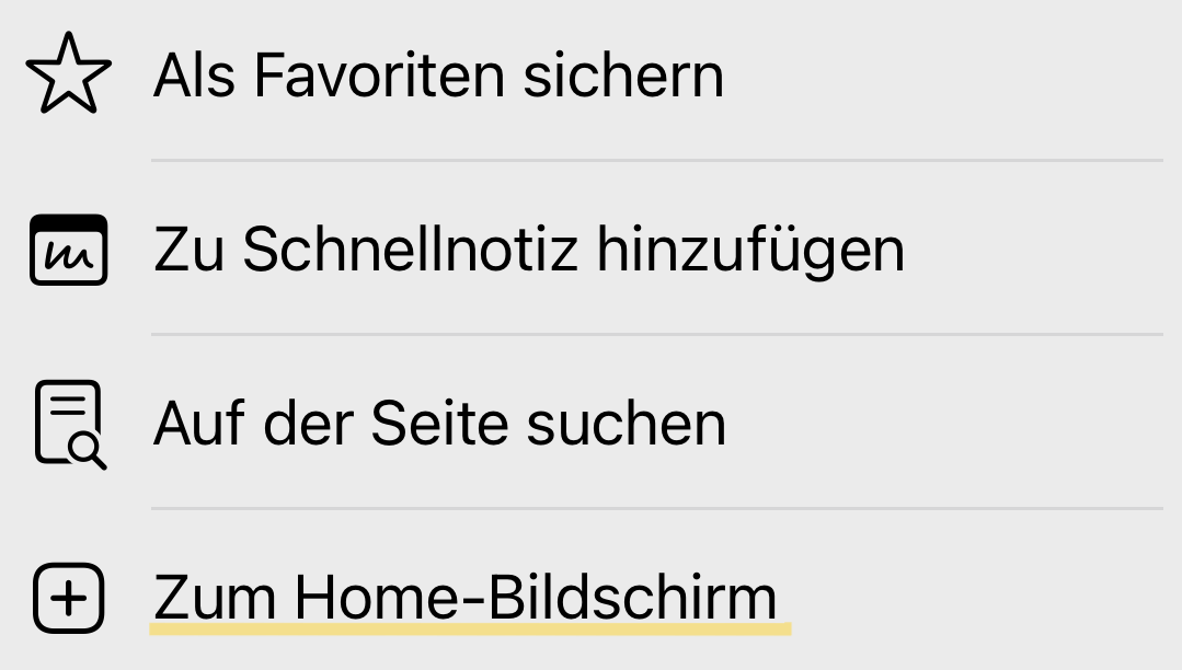 Zum Home-Bildschirm auswählen