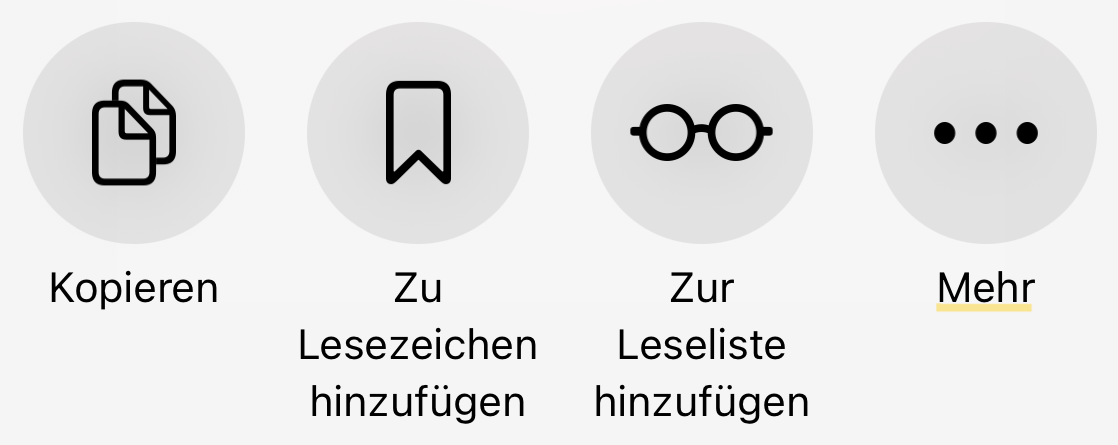 Mehr anzeigen im Teilen-Menü