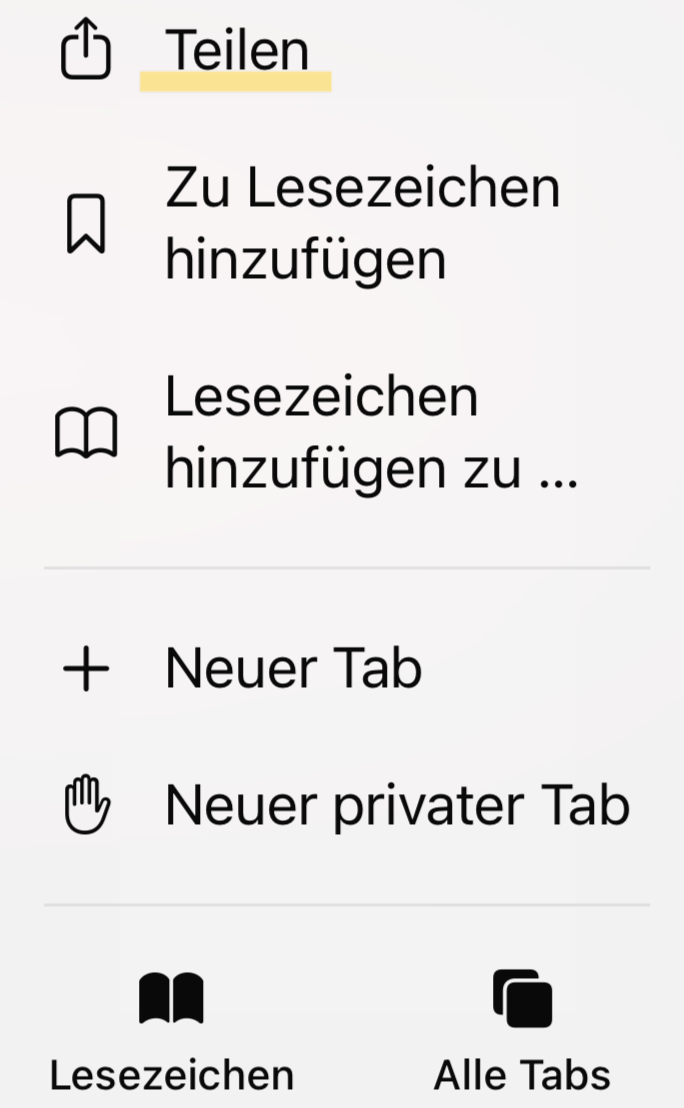 Safari Teilen-Symbol antippen