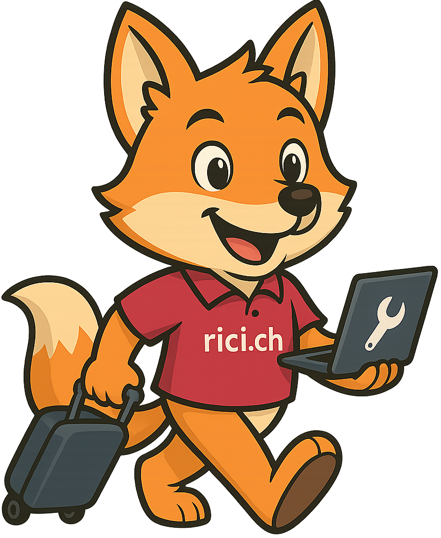 Rici.ch Fuchs-Maskottchen mit Laptop